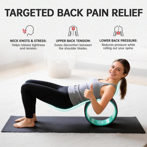 500lbs Back Wheel Foam Roller Targeted Back & Neck Relief, Lumbar Spine Stretcher, Spinal Decompression Stretcher