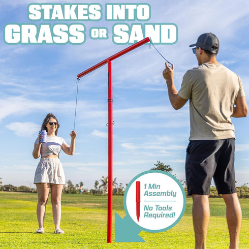 5 GoSports Tower Giant Ring Swing Versus Game for Adults and Family - Hook and Ring Outdoor Yard Game