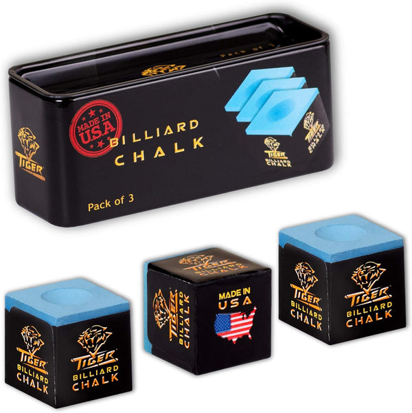 Pack of 3 Tiger Pool Cue Billiard Chalk - Blue