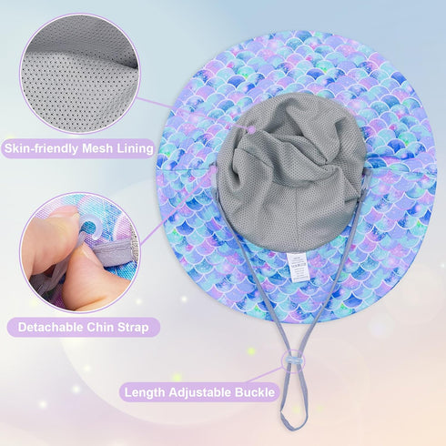 Kids Sun Hat for Girls, Mesh Bucket Hat with UV Protection for Ages 2-8, Foldable Fishing Hat