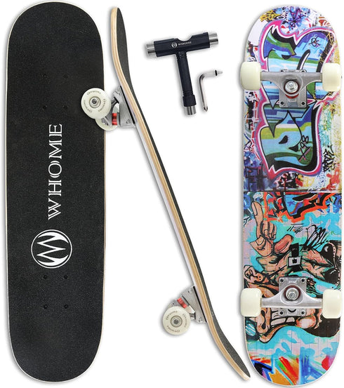 WHOME Skateboards for Adults/Kids, 31"x8" Pro Standard Complete Skateboard, 8-ply Alpine Maple Deck, ABEC-9 Bearings