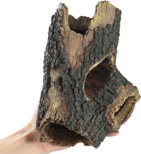 Aquarium Wood Fish Tank Decorations, Resin Fake Logs Terrarium Decor, Reptile Hide for Fish Cave