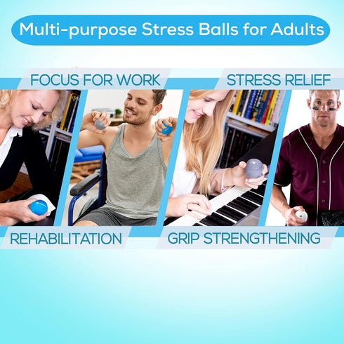 Serenilite Stress Balls for Adults, Squeeze Ball for Hand Therapy & Grip Strengthening, Physical Therapy Balls
