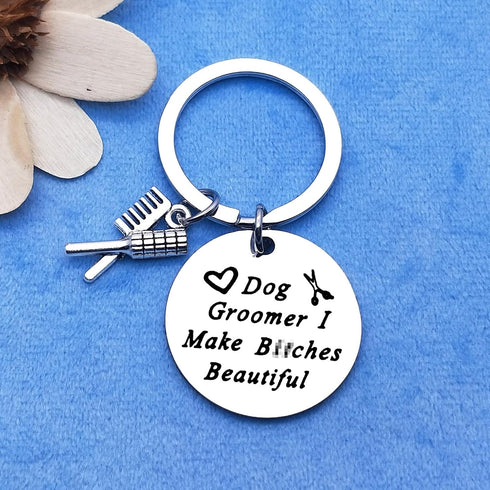 Dog Groomer Gift Keychain, Thank You Gift for Dog Hairdresser, Hair Stylist Appreciation Jewelry for Dog Lovers