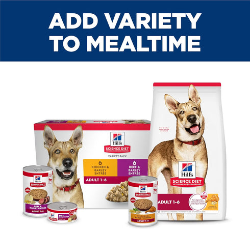 1-6 13 oz. 12-Pack Hill's Science Diet Adult Wet Dog Food, Beef & Barley, Cans