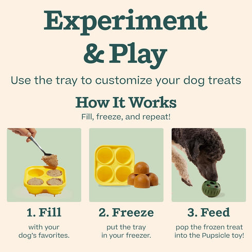 WOOF Starter Pack - Pupsicle Interactive Dog Toys, Silicone Treat Mold and Chicken Refill Pops for Small Dogs