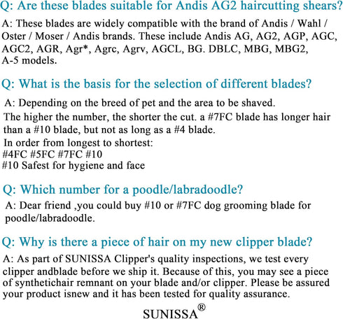 10# Clipper Blades, Pet Grooming Replacement Blades, 1/16" Cut Length, Compatible with Andis and Oster