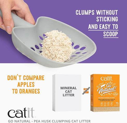Catit Go Natural Pea Husk Clumping Cat Litter, Lightweight, Dust Free, Flushable Kitty Litter, 12.3 Lbs, Lavender