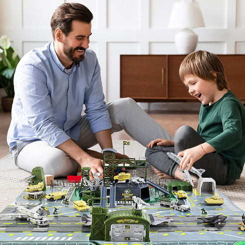 Set, Playset 3 4 5 deAO Military Base Army Men with Military Vehicle,Weapon Gear Accessories,Vehicles Accessories