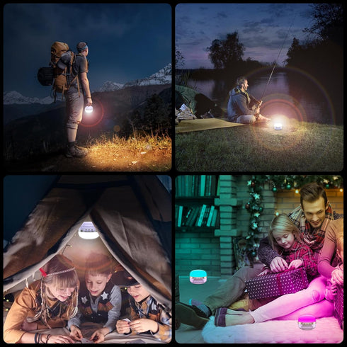 LED Camping Lantern Rechargeable 1400LM, 420H Running Time, 10400mAh Emergency Hanging Light for Home, Hiking, Violet