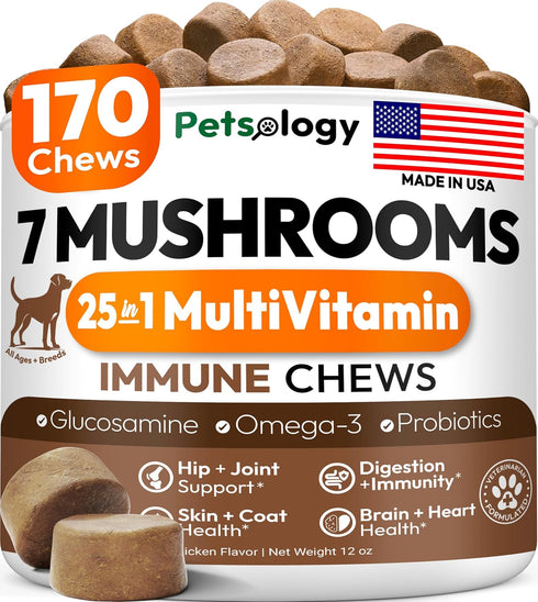 Turkey Tail Mushroom for Dogs - 170 Chews - Lions Mane -