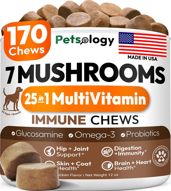 Turkey Tail Mushroom for Dogs - 170 Chews - Lions Mane -
