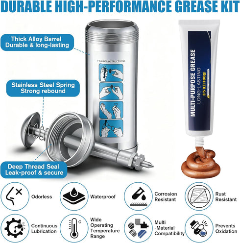 LemonRoad Nozzle, 100g 3oz Mini Grease Gun with High Performance Bicycle Grease, Small Lubricant Gun with Bicycle