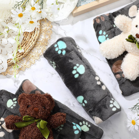 4 Pack Ultra Soft Dog Cat Bed Mat - Cozy Washable Thickened Pad with Cute Prints - Reversible Fleece for Small Animals