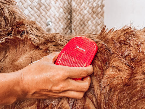 Tuff Pupper Dog Bath Brush, Silicone Pet Hair Remover for Shampooing & Massaging Dogs