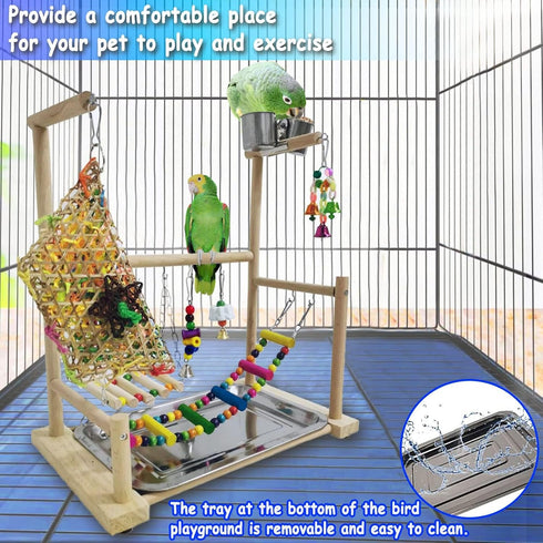 kathson Bird Playground,Parakeet Play Stand,Parrots Play Gym with Food Bowls,Cockatiel Playstand with Chewing&Exercise