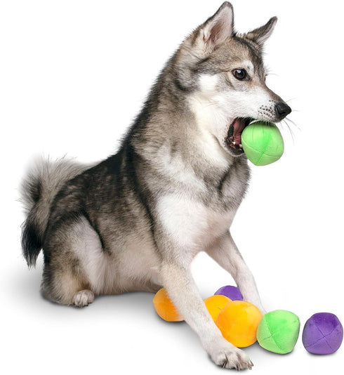 Midlee Squeaky and Crinkley Plush Dog Balls, Set of 8 (3 1/2" Refill Hide a Ball)