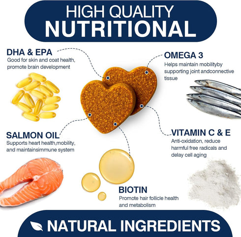3 200 Omega Skin and Coat Supplement for Dogs Chews Dog Fish Oil Supplements with EPA & DHA Fatty Acids Dry Skin Relief