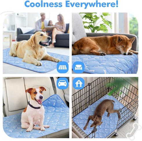 Rywell Dog Cooling Mat 2.0 - 44 * 32 Thicken Cooling Mat for Extra Large Dog, Waterproof Color Changing Fiber