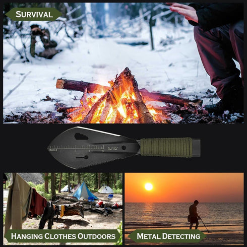 iunio Portable Hiking Trowel, Multitool Shovel with Carrying Pouch for Camping, Backpacking, Gardening, Outdoor