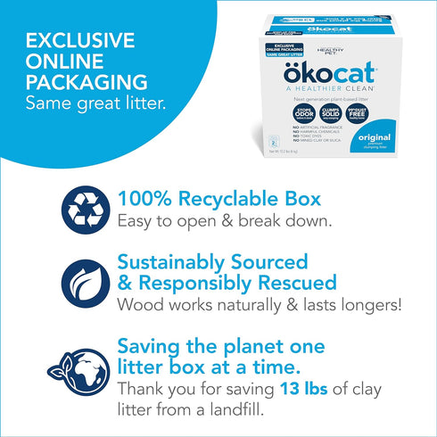 oekocat Natural Wood Cat Litter, 13.2-Pound, Clumping (Packaging may vary)