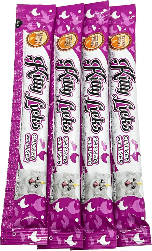 Pack 60 Pack Rena's Recipe Kitty Licks Lickable Cat Treats Chicken Variety Tubes Creamy Cat Treat Pure Grain Free Cat