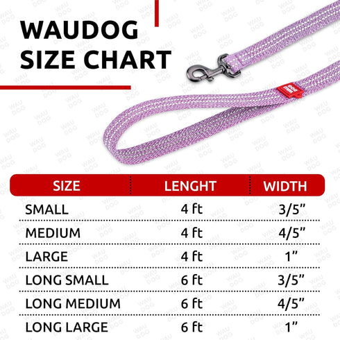 WAUDOG Recycled Cotton Dog Leash - 6 Ft / 10 Ft Eco-Friendly for Small Medium & Large Dogs - Reflective Leash