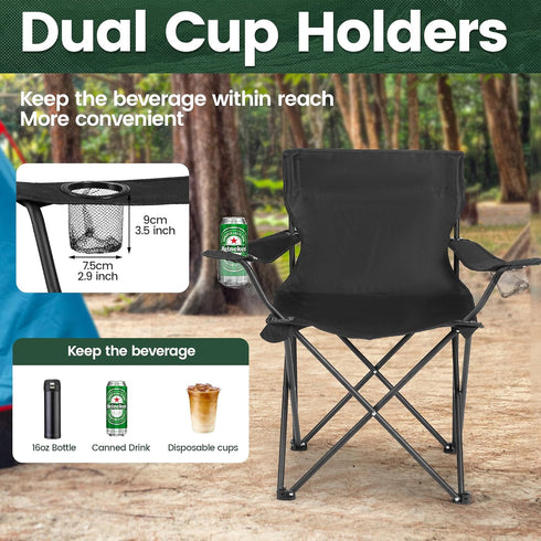 2 Pack Camping Chairs - Lightweight and Supportive Chairs for Adult and Lightweight Individuals - Compact, Durable