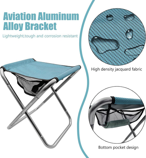 BJSSBJH 16 Inch Folding Camping Stool, Tall Portable Folding Stool Aluminum Alloy Lightweight Stool Seat Red Foldable
