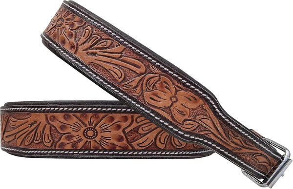 Leather Dog Collar, Western Style, Heavy Duty, Hand Tooled Floral, for Puppies and Big Dogs