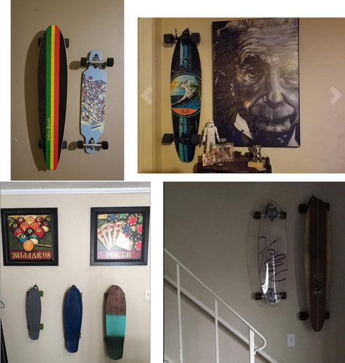 YYST Skateboard Wall Mount Hanger, Flexible Storage Rack for Skateboards, Penny Boards, Longboards, 2/PK