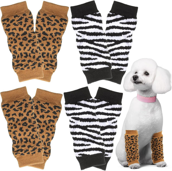 Geyoga 8 Pcs Knitted Elastic Dog Leg Warmers, Hock Protectors, Covers for Medium Large Pets, XL