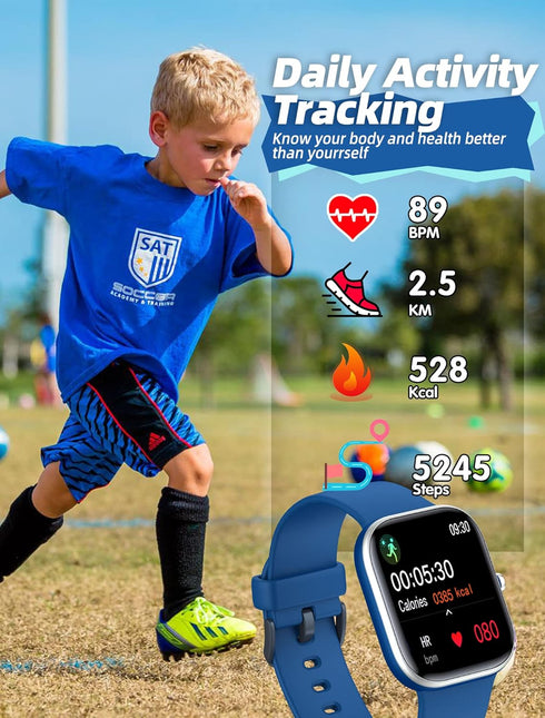 Kids Smart Watch for Girls, IP68 Waterproof Fitness Tracker with 1.5 Inch DIY Face, Heart Rate Monitor, 19 Sport Modes