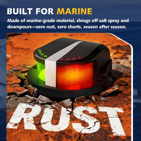 IP67, 12V Boat Navigation Lights LED, Red and Green Marine Navigation Lights for Boats LED Waterproof Bi-Color Bow