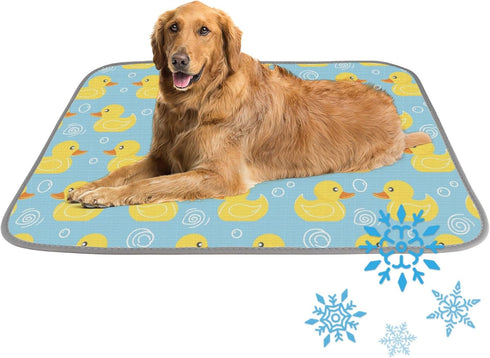 imiBBWQu Cooling Pad Duck Yellow Blue Floral Pet Cooling Mat for Small Dog