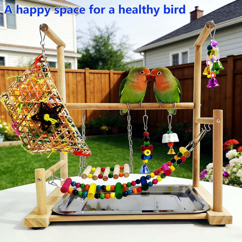 kathson Bird Playground,Parakeet Play Stand,Parrots Play Gym with Food Bowls,Cockatiel Playstand with Chewing&Exercise