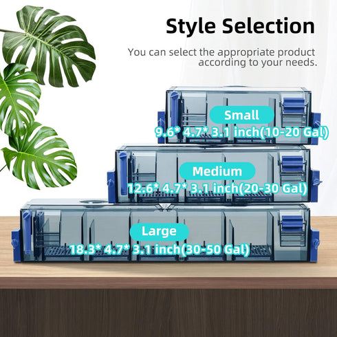 Multi Layer Fish Tank Filter with Waterfall Oxygenation for 20-30 Gallon Tanks, Flexible Mounting, Dust & Splash