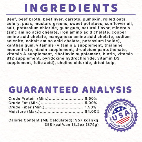 13.2 Oz (Pack 6) Halo Wet Dog Food Whole Beef Stew Recipe, Healthy Grains Real Meat Canned Dog Food, Meal or Topper