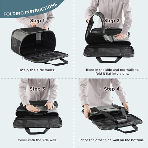 17.5x11x11 Lesure Cat Dog Carrier Airline Approved - Dog Carrier for Small Dogs Collapsible Soft Side TSA Approved