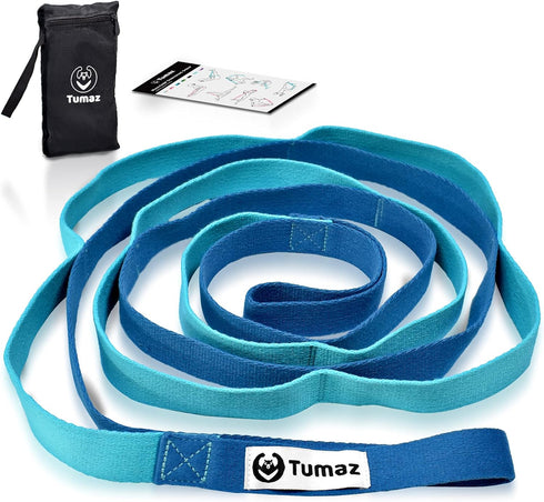 Tumaz Stretching Strap, 10 Loops Non-Elastic Yoga Strap, Perfect for Home Workout, Physical Therapy, Yoga