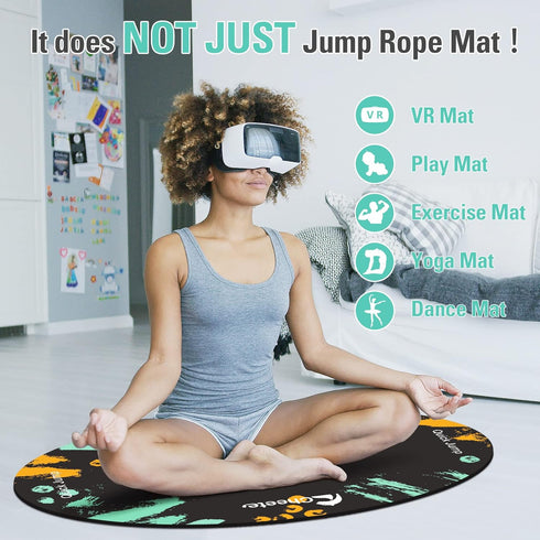 Jump Rope Mat Large Rubber Exercise Mat Workout Mats for Home Gym Flooring Non-Slip Oval Design for Floor & Rope