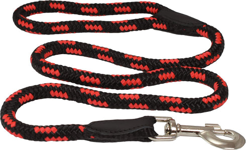 Dogs My Love 6ft Long Braided Rope Dog Leash Red with Black 6 Sizes (Large: 6ft Long; 1/2" Diam (12mm))