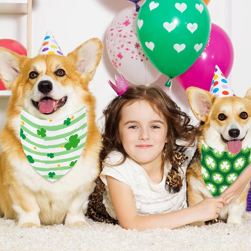 36Pcs, 18 18 27 Whaline St. Patrick's Day Dog Bandana Triangle Pet Scarf Adjustable Puppy Neckerchief Green Shamrock