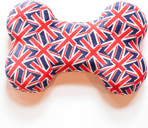 Pet London Union Jack British Flag Squeaker Bone Dog Toy, Full Size Squeaky Insert, UK Design