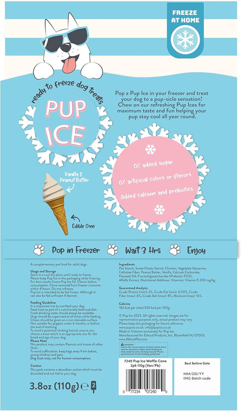 SPOT Pup Ice, Ready to Freeze at Home Dog Treats, Edible Chews for Medium Breed Dogs, 2pcs