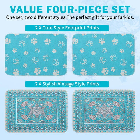 Homimp Washable Pee Pads for Dogs, 4 Pack Reusable Puppy Pads, Absorbent Leakproof Non Slip Training Pads, 36"x36"