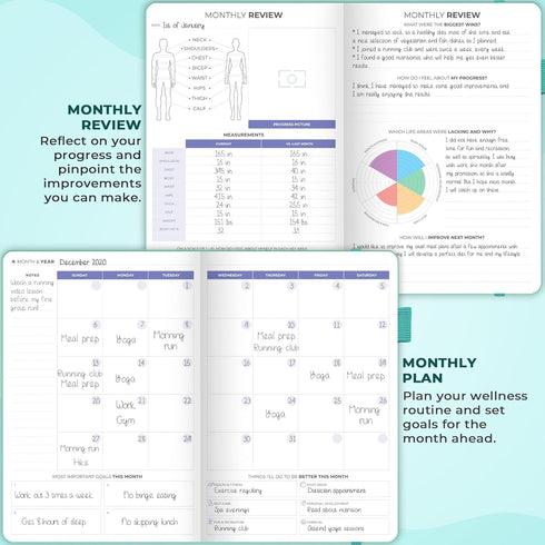A5 Clever Fox Fitness & Food Journal Nutrition & Workout Planner for Women & Men Diet & Gym Exercise Log Book