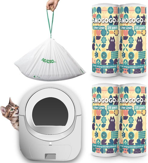 100 Pack Litter Box Liner Bags, Compatible with BCHARYA Self-Cleaning Cat Litter