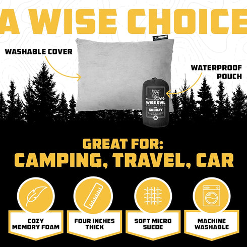 Wise Owl Outfitters Camping Pillow – Memory Foam Travel Pillow for Airplane, Hiking, Backpacking & Outdoor Use