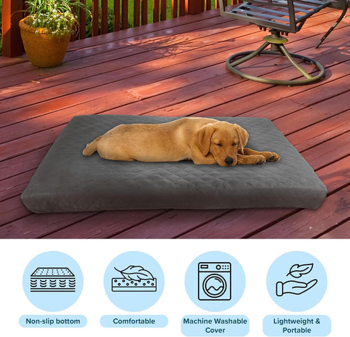 PETMAKER Waterproof Dog Bed, 2-Layer Memory Foam with Removable Machine Washable Cover, 36x27 for Large Dogs